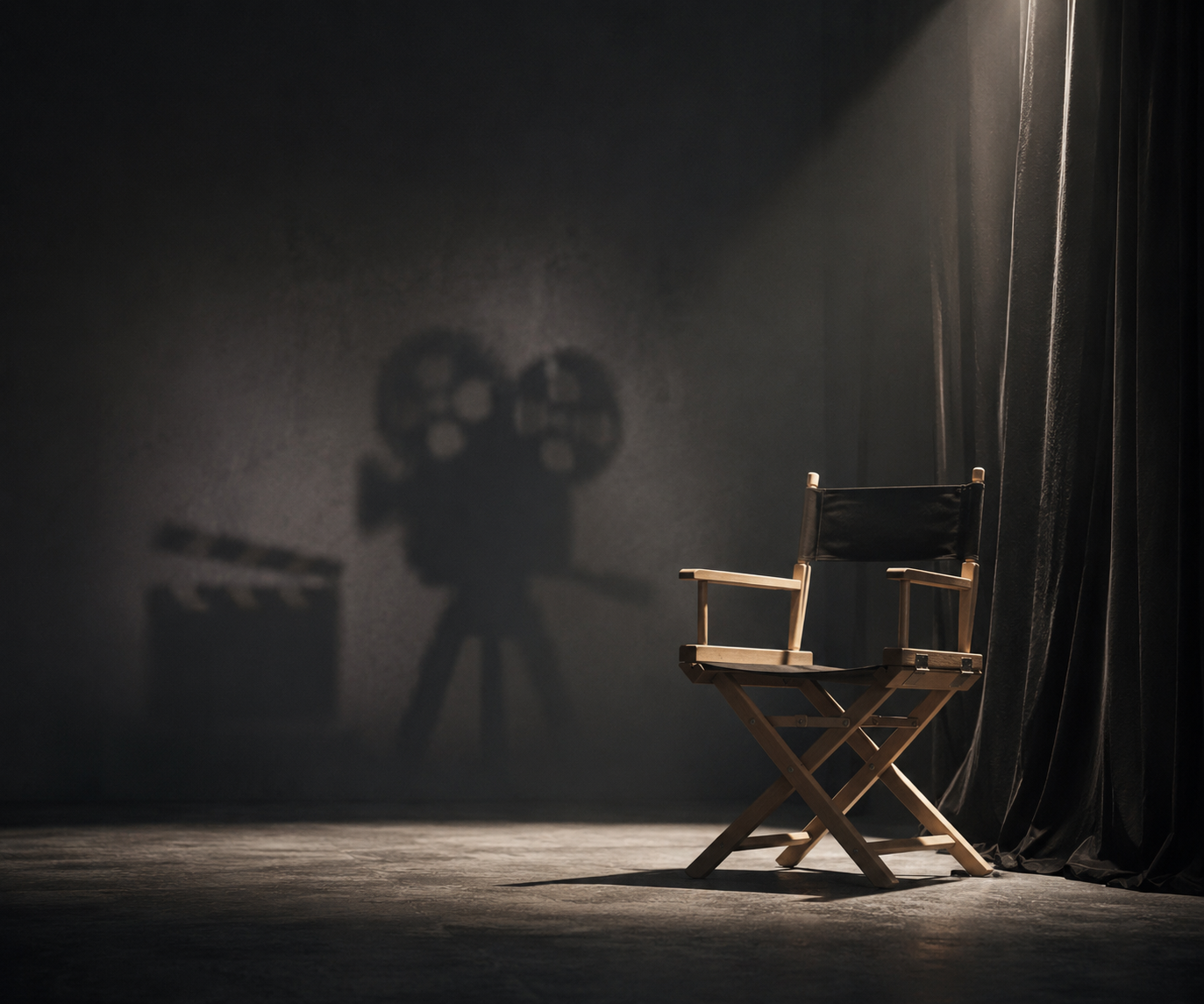 Krzesło reżyserskie i klaps filmowy